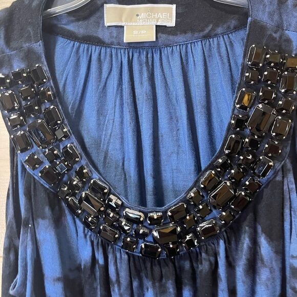 NWT Michael Kors Black and Blue Scoop Neck Dress Size Small - Picture 2 of 6